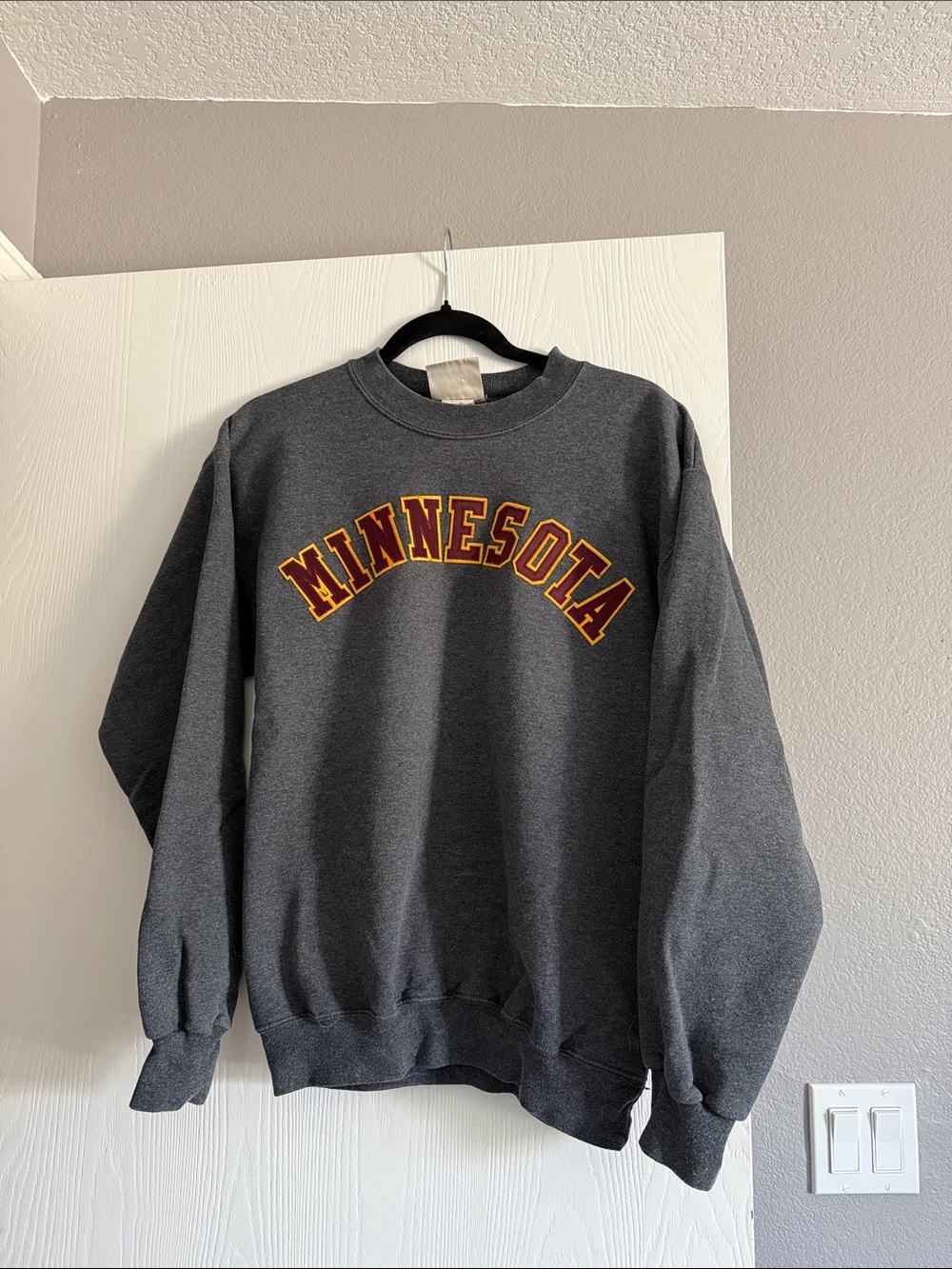 Minnesota gophers embroidered dark grey crew neck